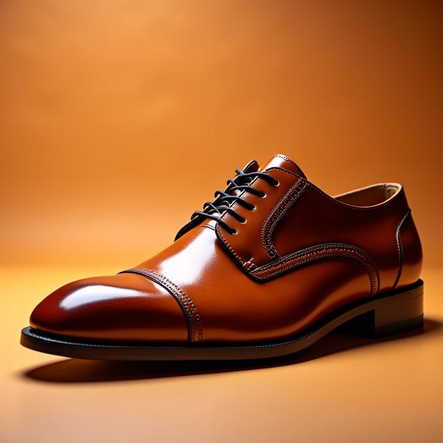 Sapato Oxford em couro de tom conhaque polido.